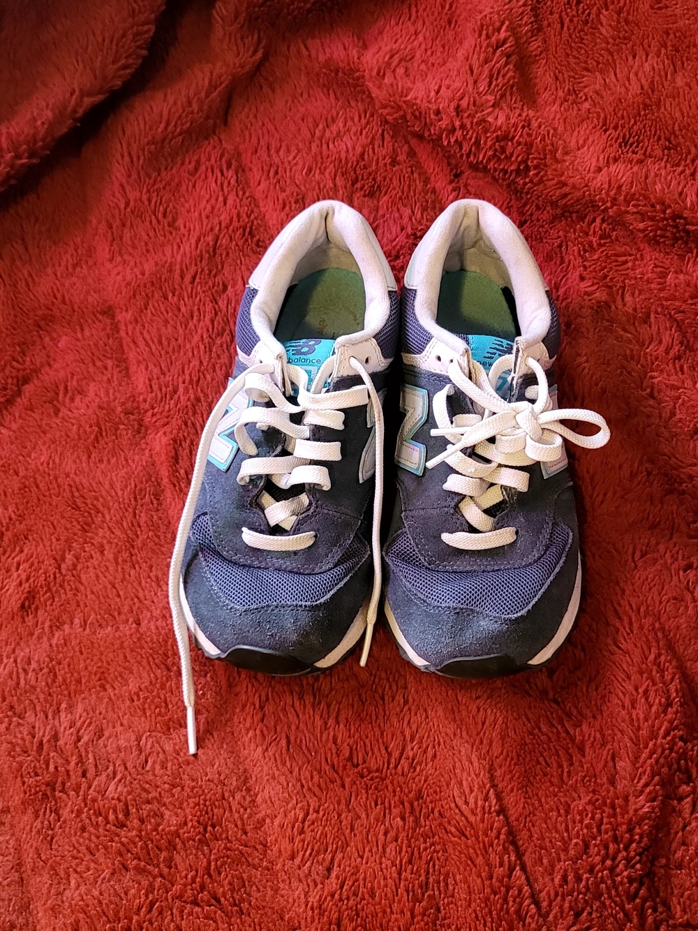 New Balance 574 Navy and White Lace-Up Sneakers 6us Womens